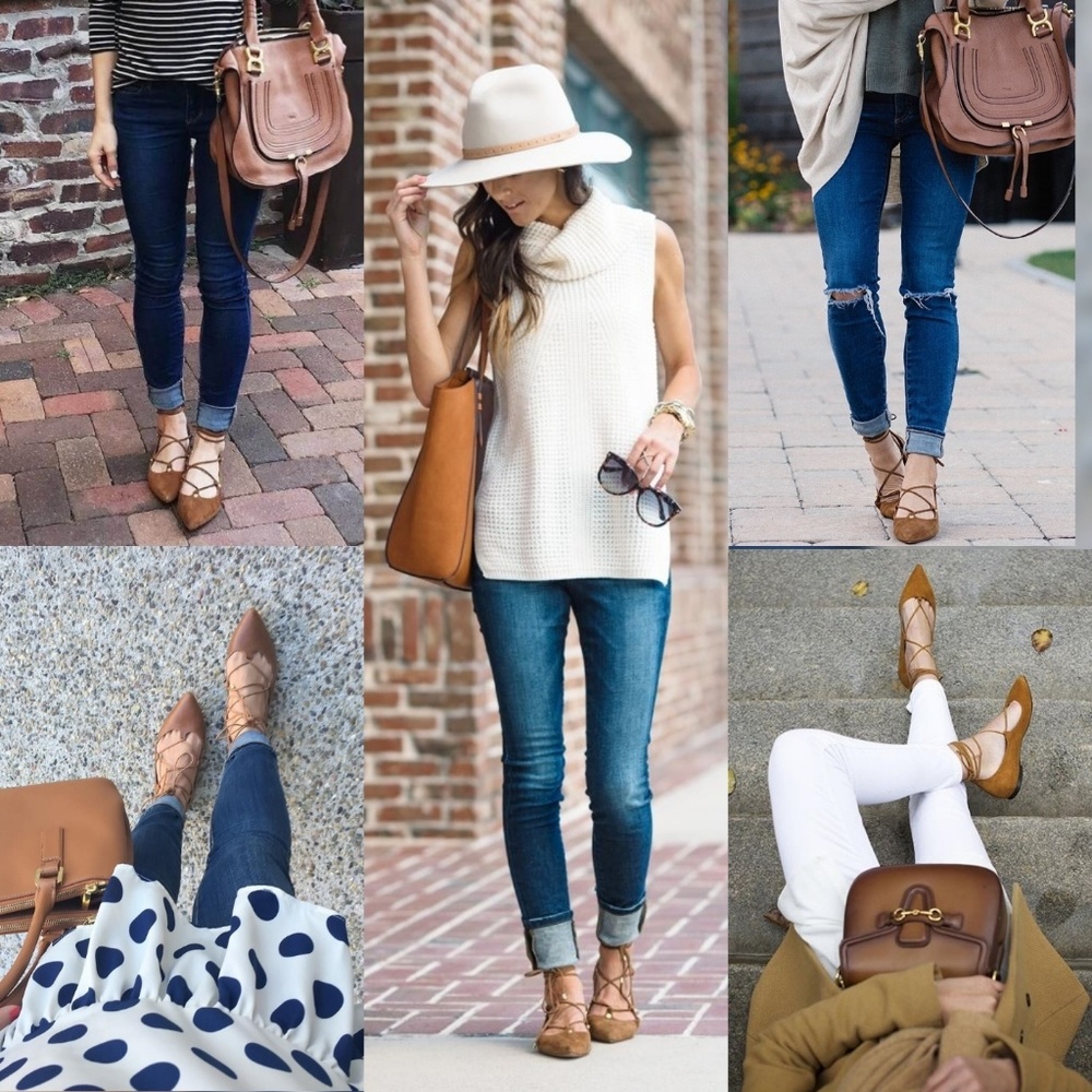 Lace-up Suede Flats